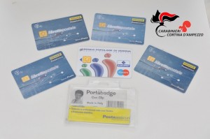 160708 comunicato - parte dei libretti e  bancomat rinvenuti - finto tesserino utilizzato