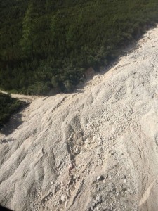 La zona, in comune di Vodo di Cadore, interessata dagli smottamenti.