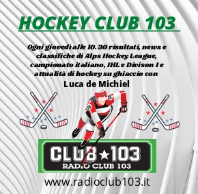 Hockey Club 103 ogni giovedì alle 10.30 – Podcast.